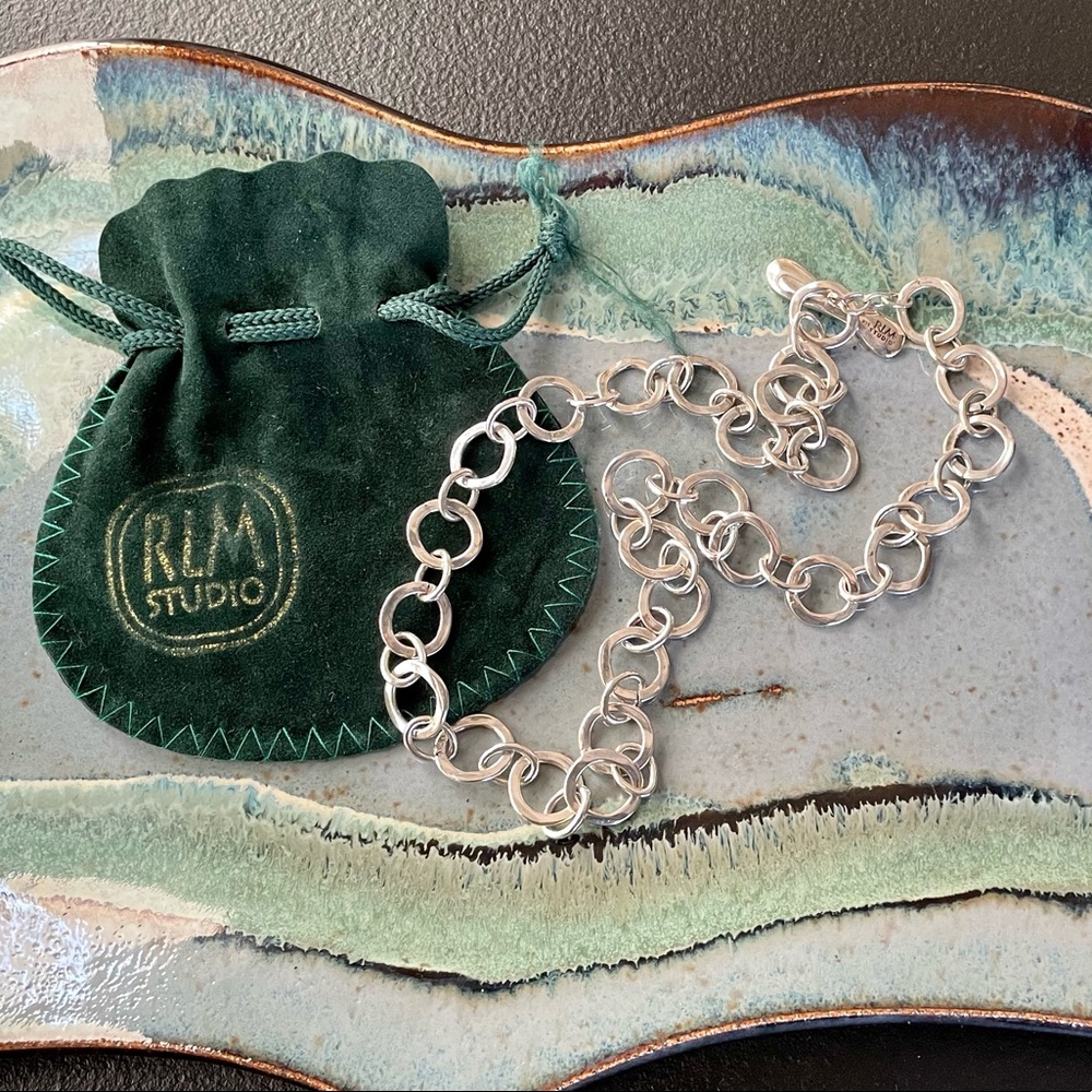 Vintage RLM Studio Heavy Hand Forged Circle Link Necklace Sterling Silver 925